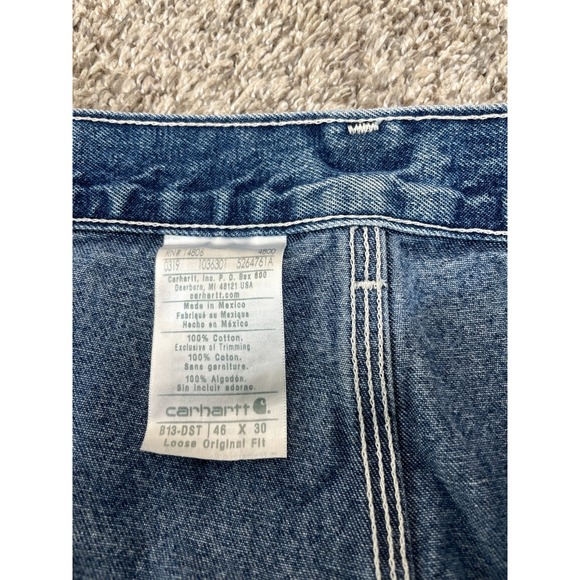 Carhartt Mens 46 X 30 Carpenter Jeans B13‎ DST Blue Loose Original Fit - Picture 4 of 6